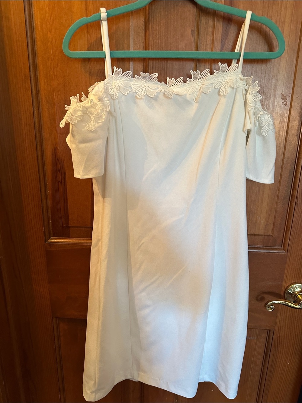 Kensie Cream Off-Shoulder Lace-Trim Nightdress